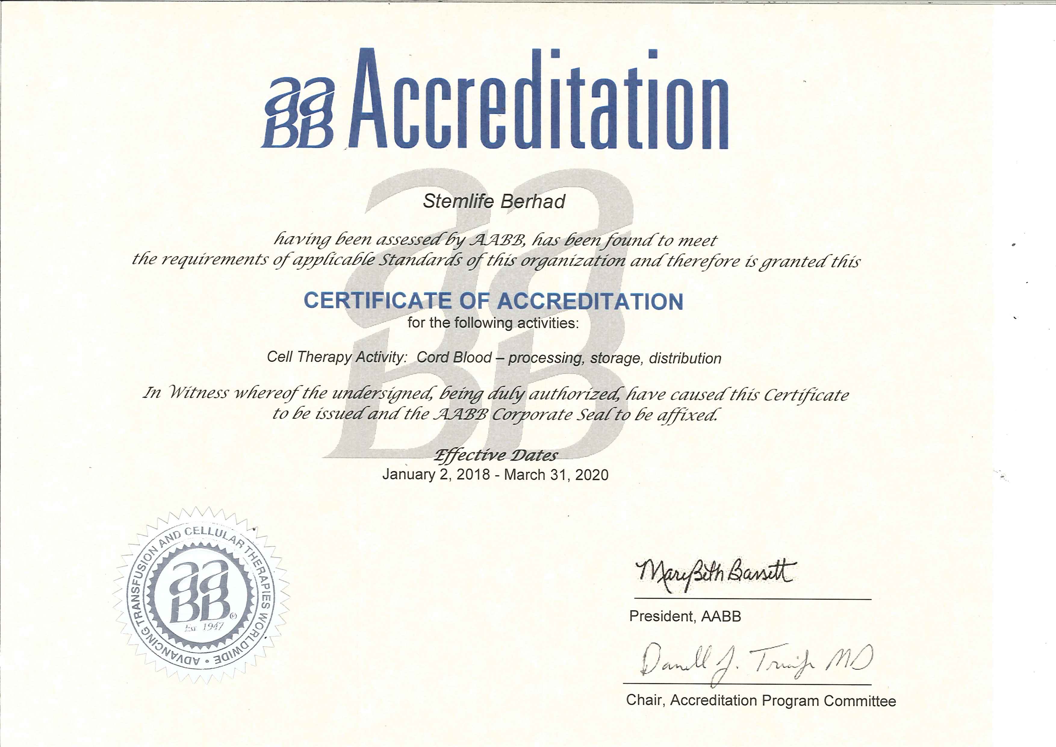 AABB Accredited